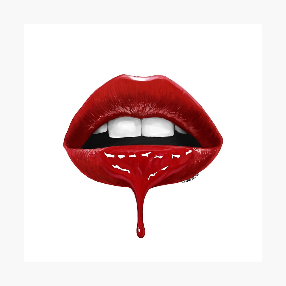 Neon Lips Poster Red Lip Pop Culture Dripping Print Home Decor