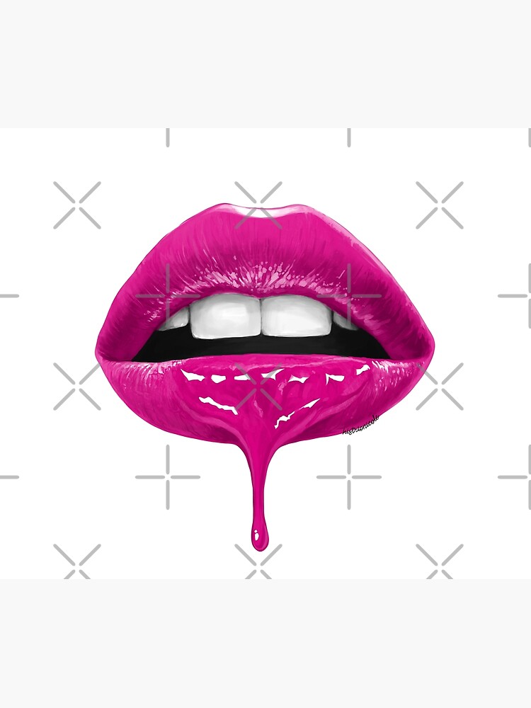 Grey Scale Drip Lips Makeup Lipstick Retro Paint Wall Art Sticker