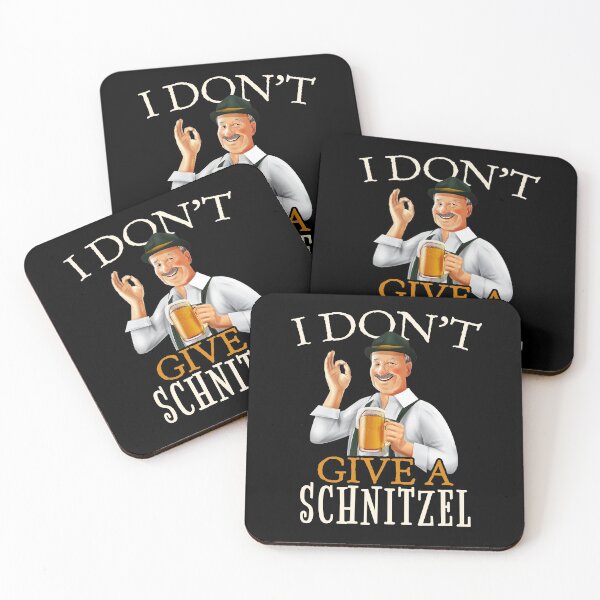 I Don't Give A Schnitzel - Funny German Oktoberfest Beer Art Coasters (Set of 4)