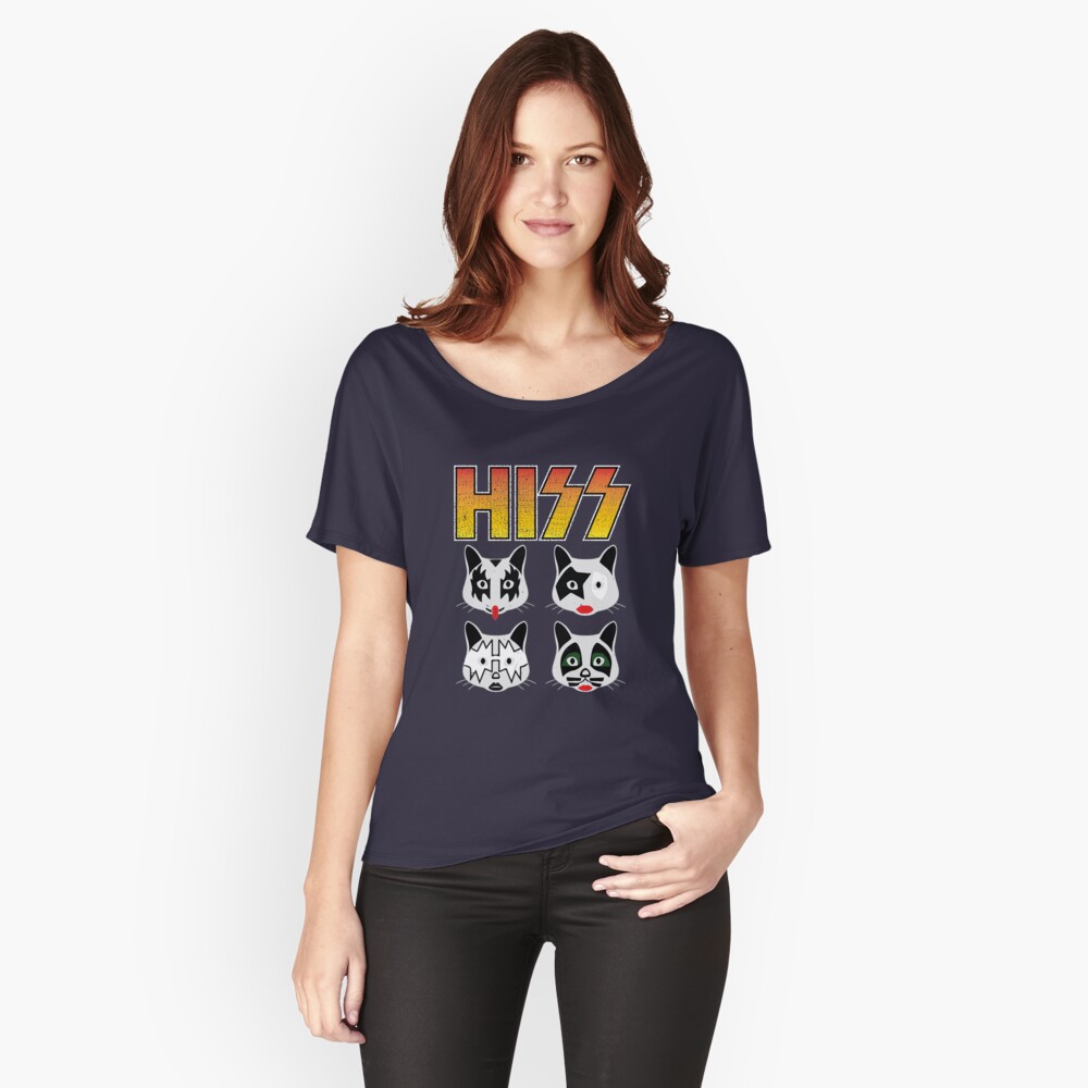 Hiss Kiss - Cats Rock Band Relaxed Fit T-Shirt