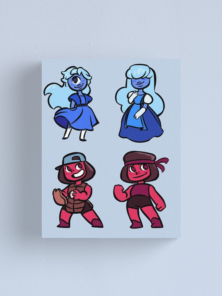 Alternate view of Steven universe mini stickers - Ruby and Sapphire set Canvas Print