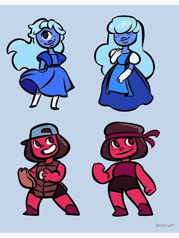 Steven universe mini stickers - Ruby and Sapphire set by ieva-art