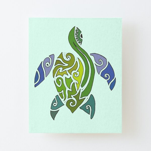 Tribal Turtle Canvas Mounted Print