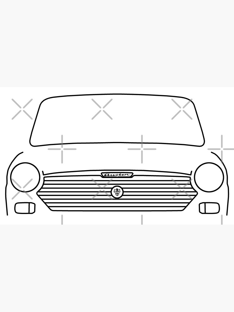 "Austin 1100 classic car outline graphic (black)" Poster by