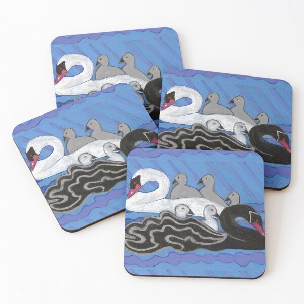Seven Swans Swimming Coasters (Set of 4)
