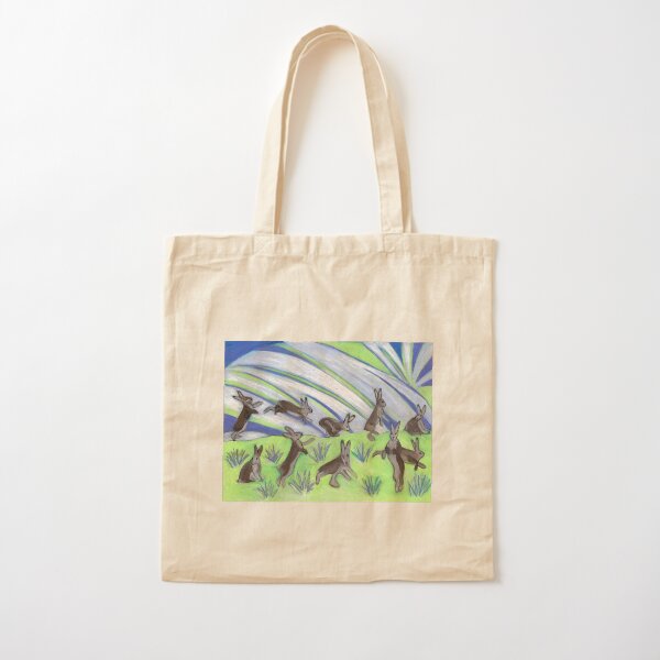 Ten Leaping Hares Cotton Tote Bag