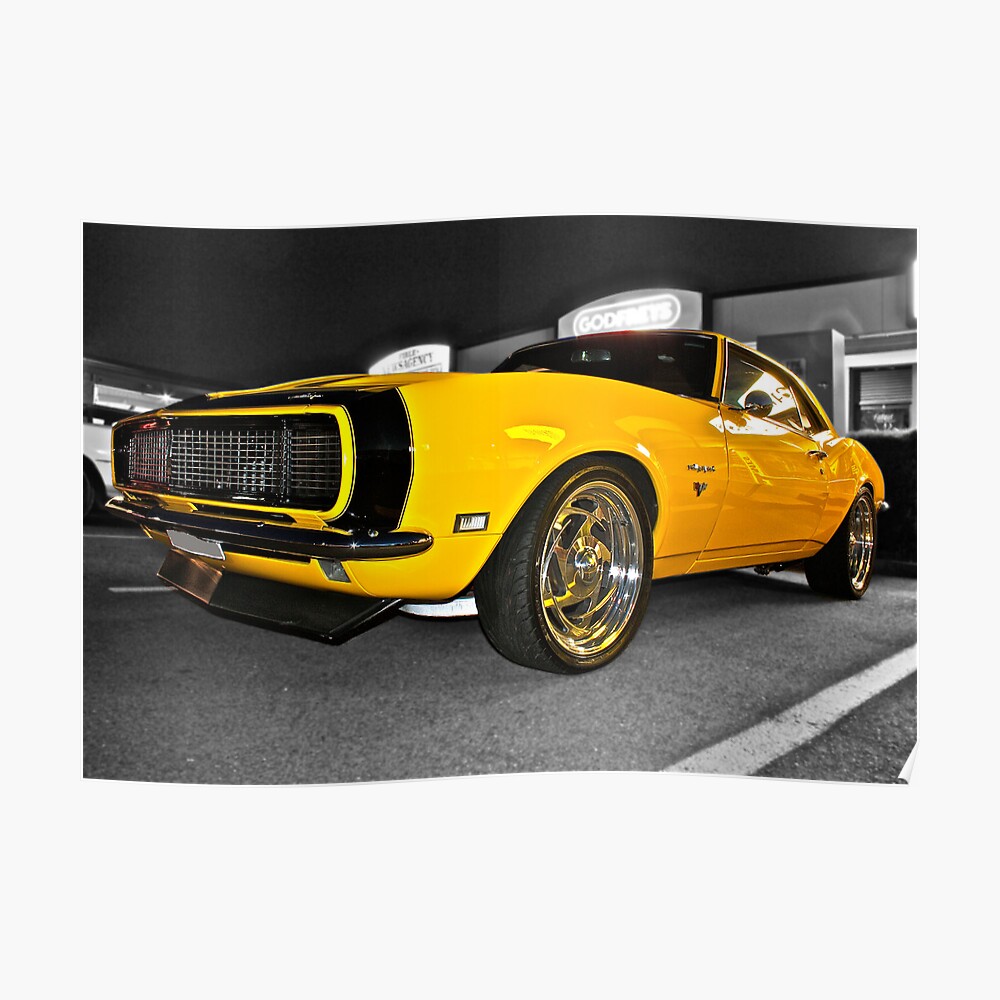 Transportation 1967 Chevy Camaro Poster Street Rod Vintage Car Wall