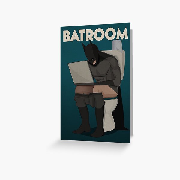 super hero in bathroom Greeting Card