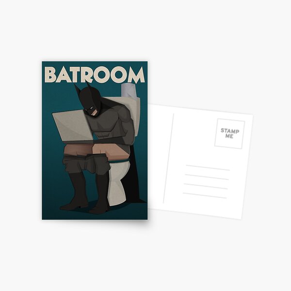 super hero in bathroom Postcard