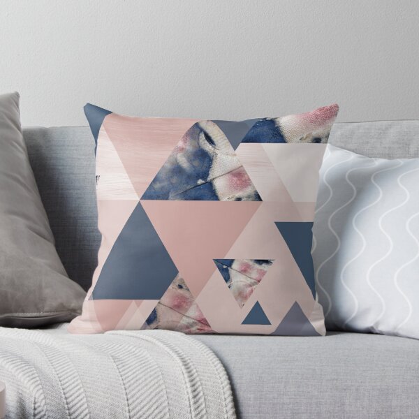 Navy and Pink Marble Pattern Square Throw Pillow – Kailo Chic