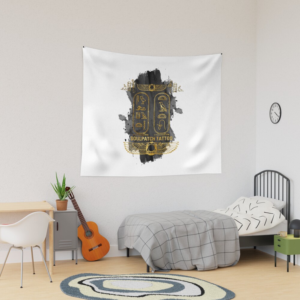 Soulpatch Tattoo name in old Egyptian hieroglyphics symbols Julie Tapestry for Sale by elmanchour Redbubble