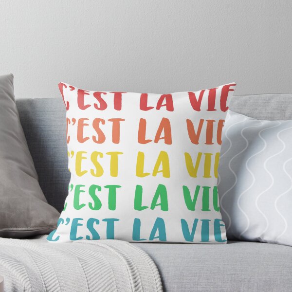 Aperçu de l'œuvre C'est La Vie | Citation en français sur la vie aux couleurs de l'arc-en-ciel créée et vendue par JuneJournal.