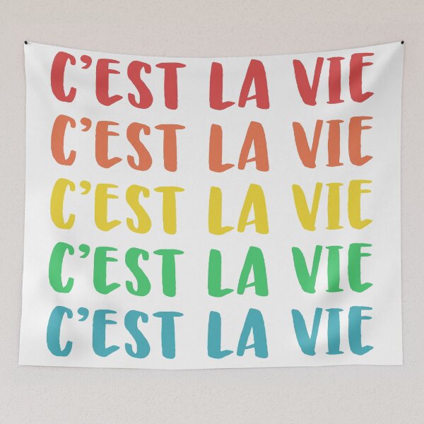 Aperçu de l'œuvre C'est La Vie | Citation en français sur la vie aux couleurs de l'arc-en-ciel créée et vendue par JuneJournal.