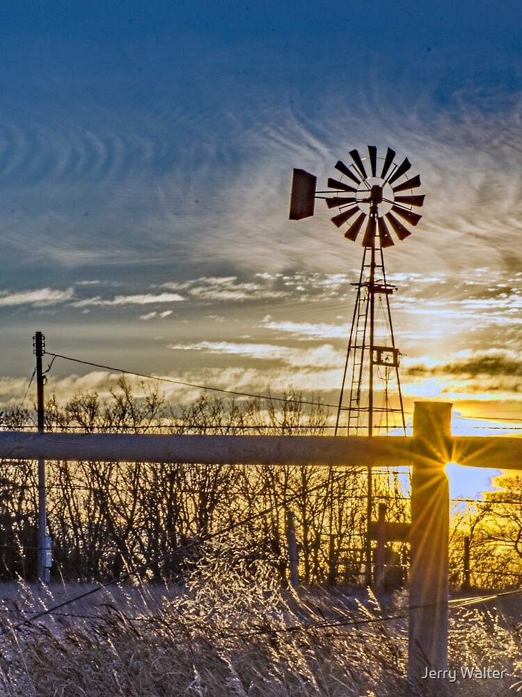 Sunset Sky and Windmill by jwwalter