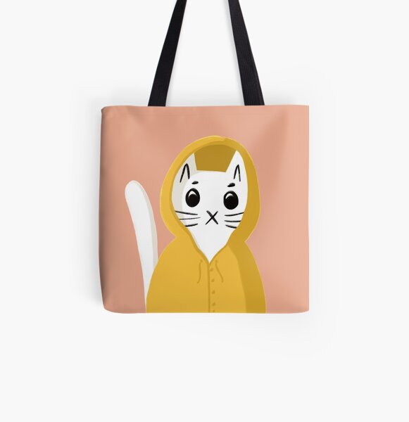 Kitty Cat in a Raincoat All Over Print Tote Bag