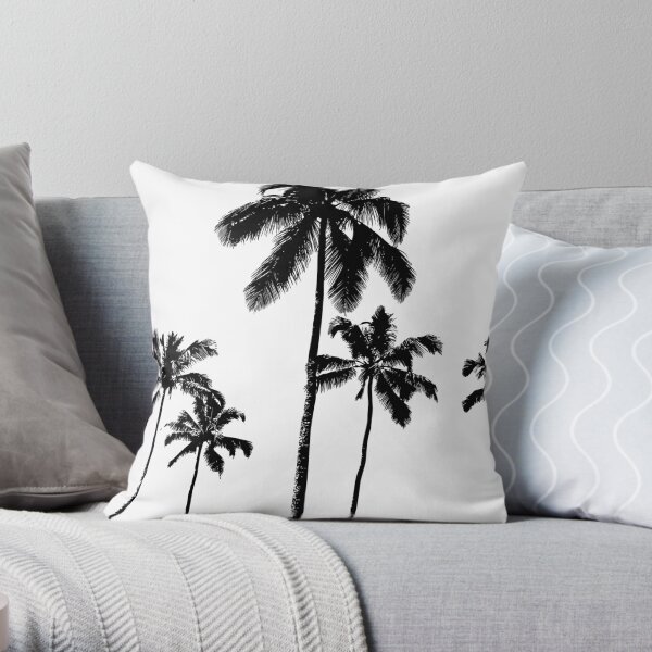Tropical palms in monochrome Throw Pillow