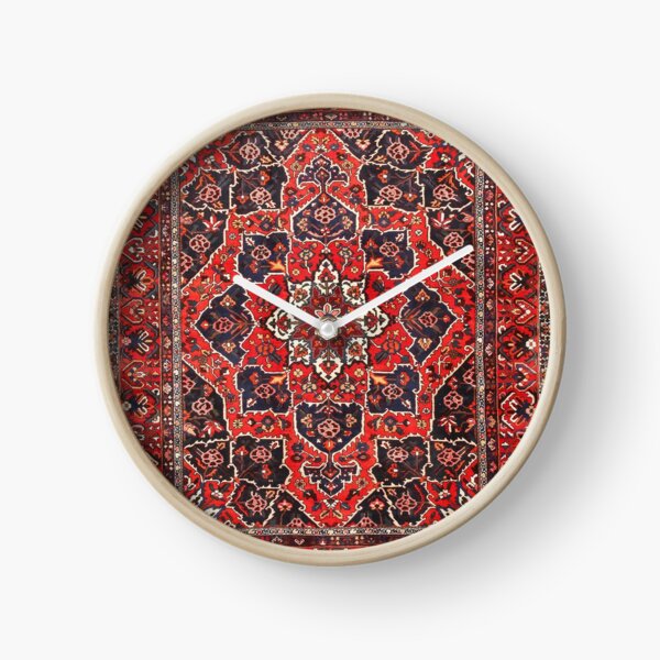 Tufted carpet / loop pile / Bakhtiari Rug | Antique Persian Bakhtiari Carpet wool  Clock