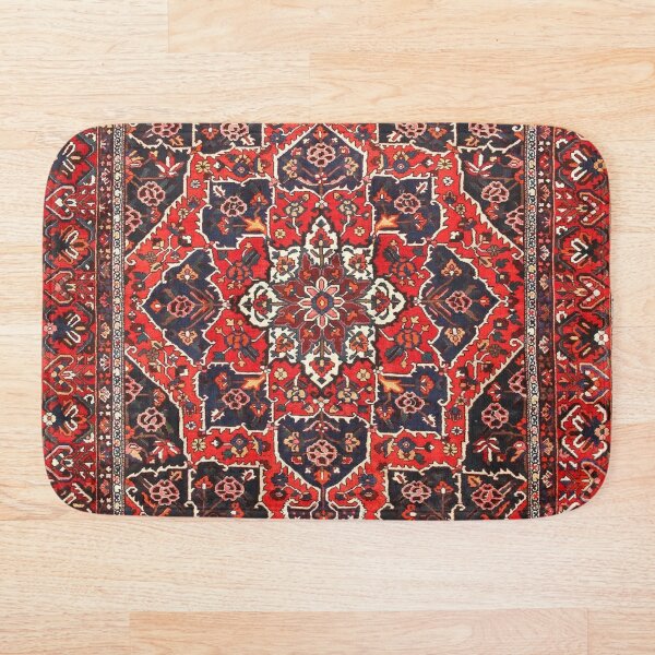 Tufted carpet / loop pile / Bakhtiari Rug | Antique Persian Bakhtiari Carpet wool  Bath Mat