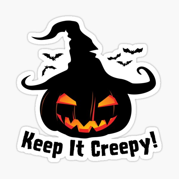Keep It Creepy Halloween Pumpkin Witch Bats Sticker