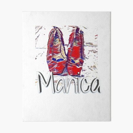 Manica Ruby Red Pumps clinton in blue dress Art Board Print