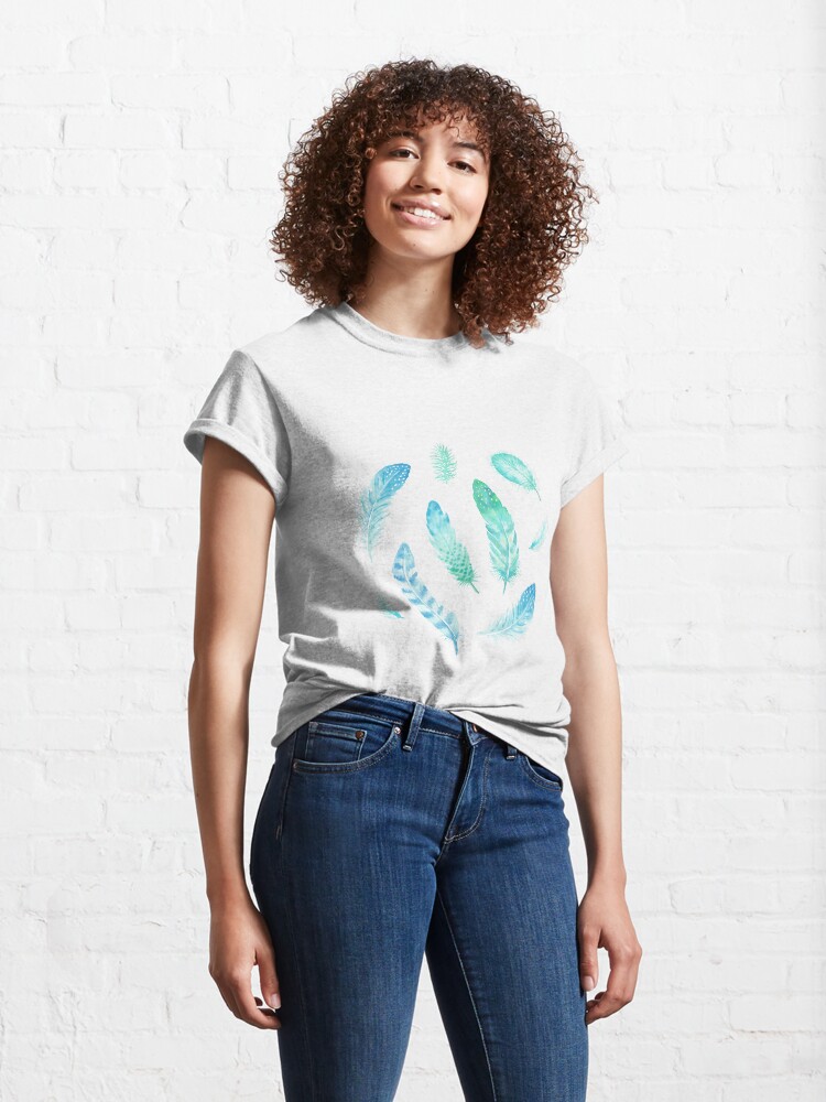 Alternate view of Watercolor Feathers Classic T-Shirt
