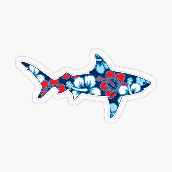 Hibiscus Floral Shark Transparent Sticker