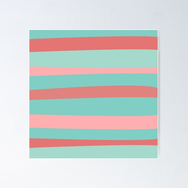 Item preview, Groovy Stripes in Aqua and Coral Pink. Minimalist Color Block Design in Cheerful Colours designed and sold by kierkegaard.