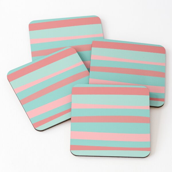Item preview, Groovy Stripes in Aqua and Coral Pink. Minimalist Color Block Design in Cheerful Colours designed and sold by kierkegaard.