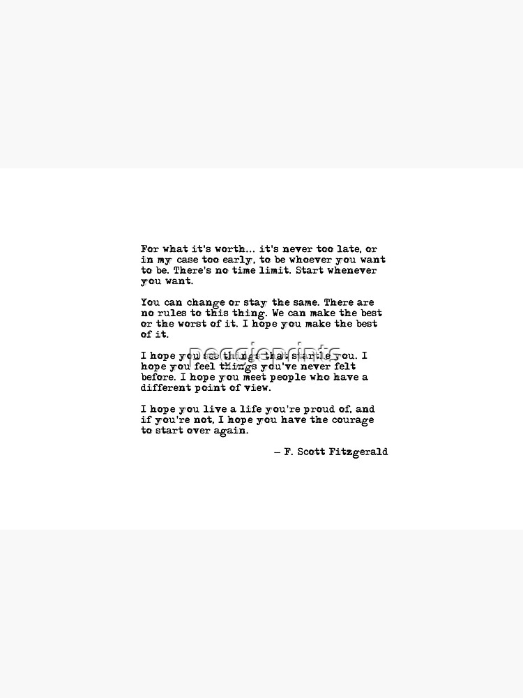 "Für das, was es wert ist Zitat von F. Scott Fitzgerald" Trinkflasche von peggieprints Redbubble
