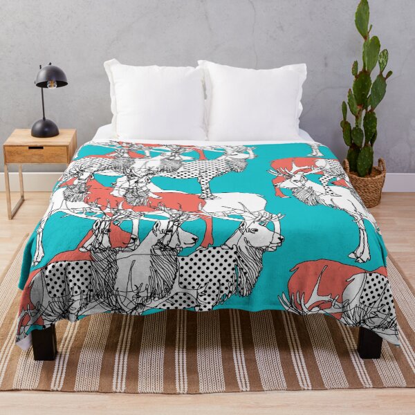 Item preview, elk in polka dots and coral designed and sold by fgood.
