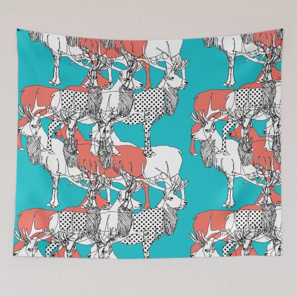 Item preview, elk in polka dots and coral designed and sold by fgood.