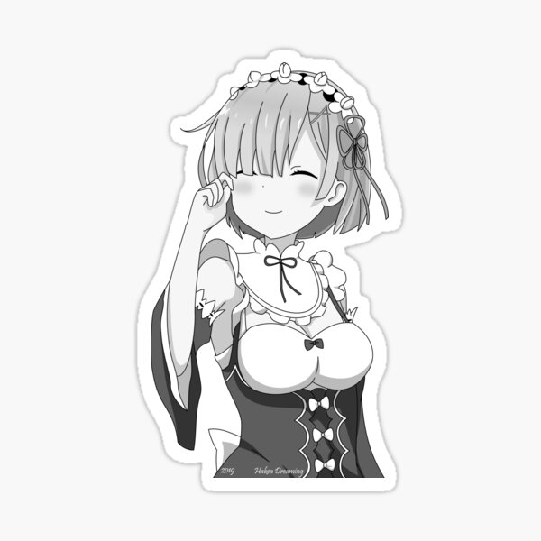Rem, Smiling Ver. (Grayscale) Sticker
