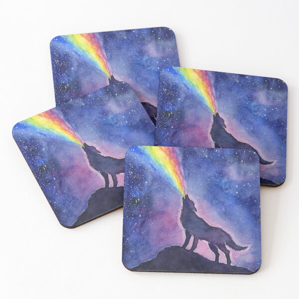 Item preview, Wolf Howling Rainbow in Space designed and sold by Olga Shvartsur.