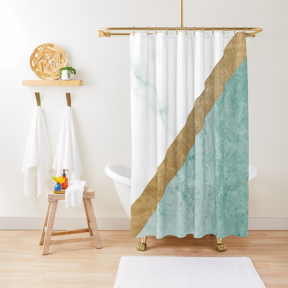 "Marble luxe jade teal" Shower Curtain for Sale by marbleco Redbubble