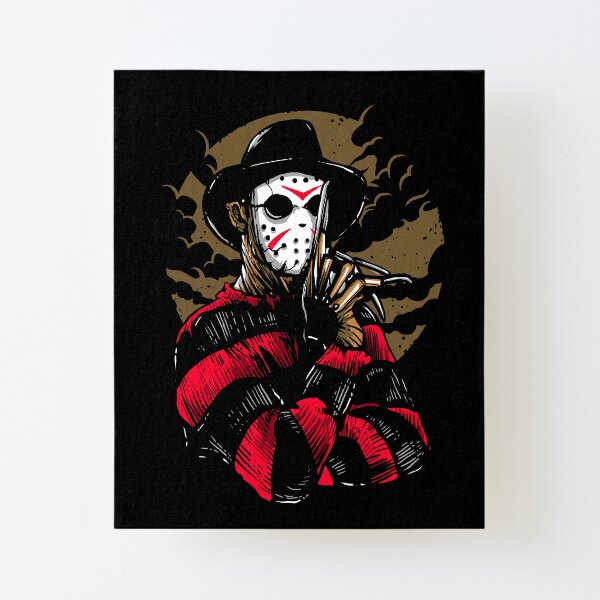Horror Mashups: Freddy VS Jason Canvas Mounted Print