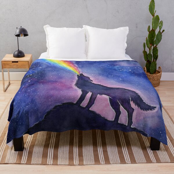 Item preview, Wolf Howling Rainbow in Space designed and sold by Olga Shvartsur.