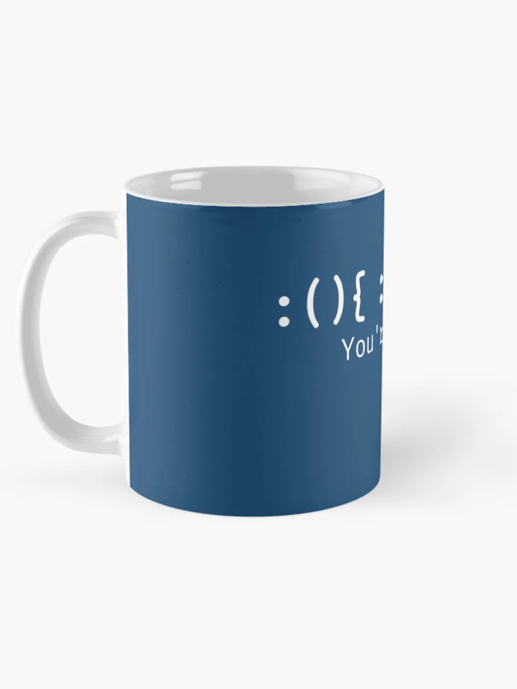 Aperçu 5 sur 6. Mug à café avec l'œuvre Commande Cryptic Shell Shell Fork Bash pour Linux admin créée et vendue par ScienceIsFun.