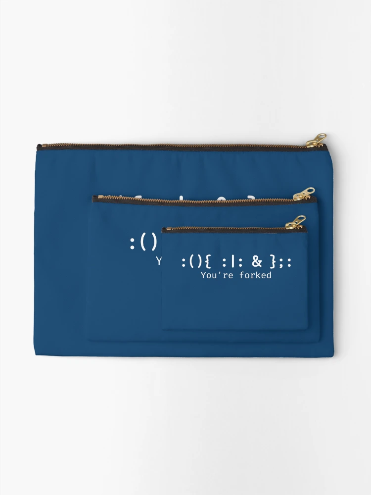 Thumbnail 2 of 4, Zipper Pouch, Fork Bomb Bash Shell Cryptic Command for Linux admin designed and sold by ScienceIsFun.