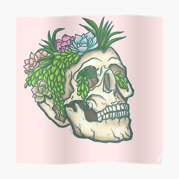 Succulent Skull Poster