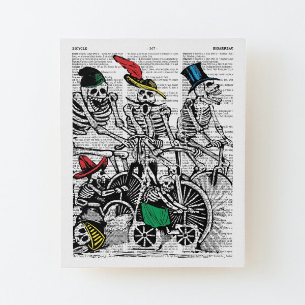 Calavera Cyclists | Day of the Dead | Dia de los Muertos | Skulls and Skeletons | Vintage Skeletons | Wood Mounted Print