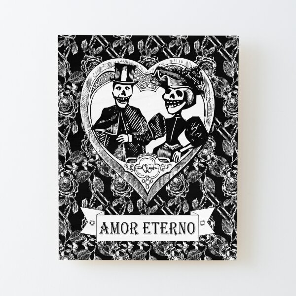 Amor Eterno | Eternal Love | Day of the Dead | Dia de los Muertos | Skulls and Skeletons | Vintage Skulls | Vintage Skeletons | Black and White | Wood Mounted Print