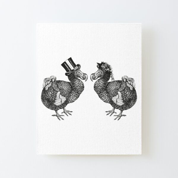 Mr and Mrs Dodo | Dodo Couple | Vintage Dodos | Black and White | Canvas Mounted Print