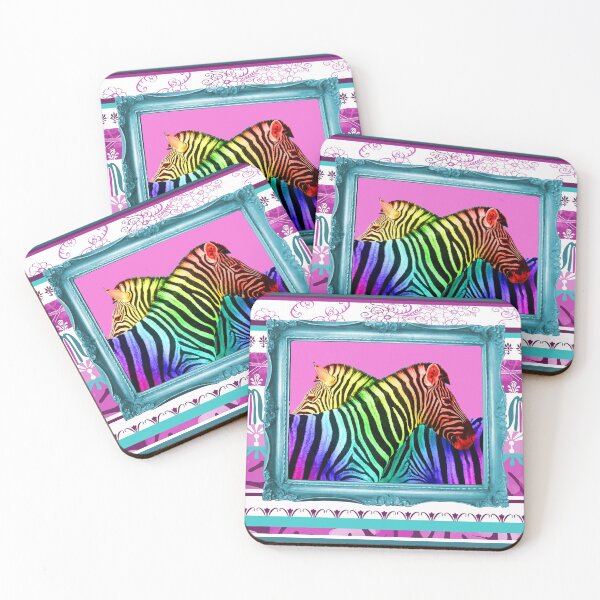 Artikelvorschau, Regenbogen Zebras in Rahmen entworfen und verkauft von Move-Art.