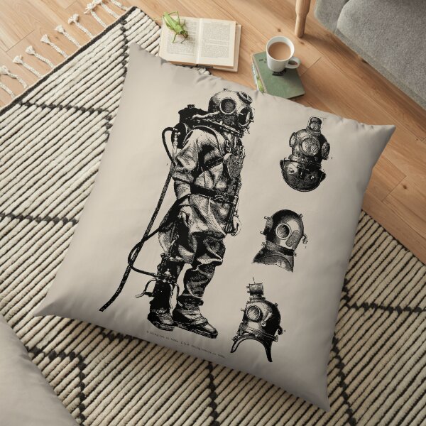 Vintage Deep Sea Diver | Nautical | Floor Pillow
