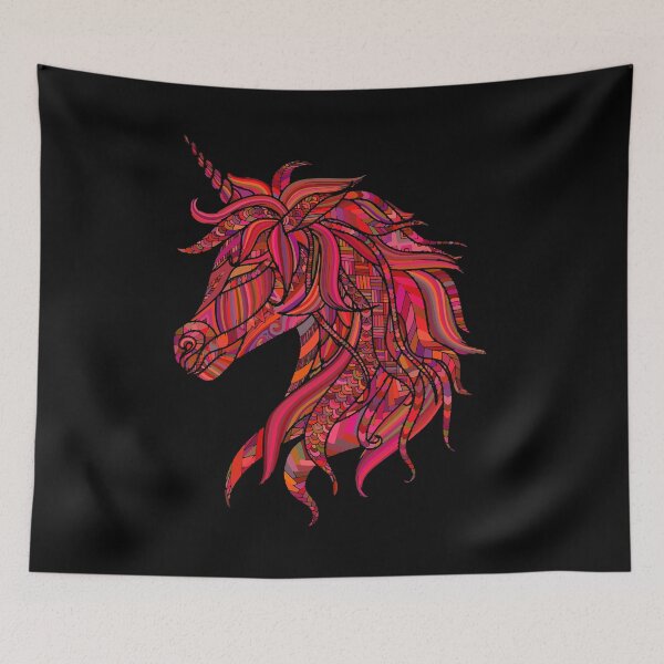 Item preview, Red Zentangle Unicorn designed and sold by crdraper.