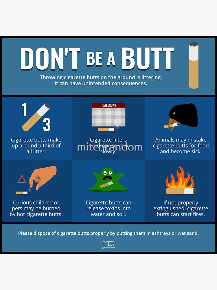 Don T Litter Cigarette Butts Infographic Sticker For Sale By Mitchrandom Redbubble