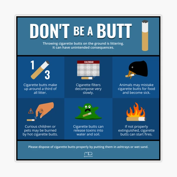 cigarette butt litter Weathers up to 8 years outdoors Don't Litter Cigarette Butts Infographic"