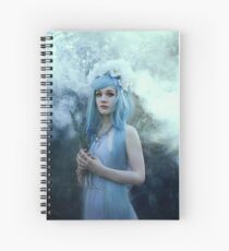 Mystic girl blue hair smoke fantasy elves Spiral Notebook