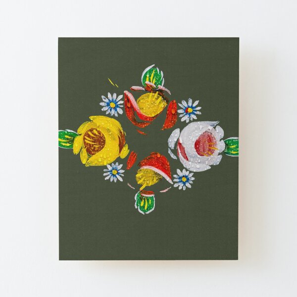 Canal flowers in the rain Wood Mounted Print