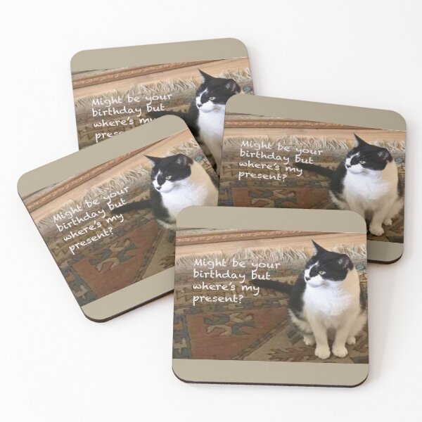 Item preview, where's my present? - birthday card with cat  designed and sold by Luxetluminos.